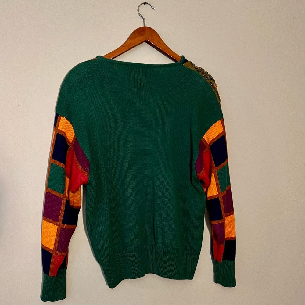 Vintage 90s I.B. Diffusion Colorful Geometric Grandma Core Cardigan Sweater L - Picture 4 of 12